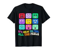 Mental Health All The Feels Its Okay Nine Retro Moods Faces T-Shirt