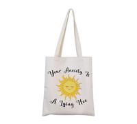 Mental Health Awareness Gift Your Anxiety is A Lying Hoe Cosmetic Bag Self Care Gift Therapist Bag (Hoe Tote)