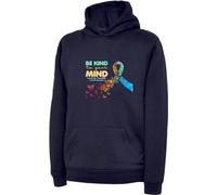 Mental Health Awareness Hoodie Be Kind to Your Mind Motivational Inspiring Quote Positive Depression Overthinking Anxiety Hoodies Unisex Gift Adult Kids Hooded Wear Navy
