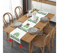Mental Health Awareness Month Green Ribbon Table Runner Tassels Table Décor Party Home For Indoor Outdoor 14 X 60 Inch