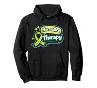 Mental Health Awareness - Normalize Therapy Green Ribbon Pullover Hoodie