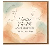 Mental Health Awareness W ard - One Day at a Time - Gentle Watercolour Line Art Faces - Support & Encouragement Thinking of You Card