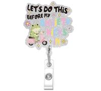 Mental Health Badge Reel, Let's Do This Before My Anxiety Kicks in Funny Frog Scooter Retractable ID Holder, Fun Gift for Nurse Teacher Office Women Men