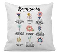 Mental Health Boundaries Sound Like Throw Pillow Case 18″×18″,Inspiring Floral Decorative Cushion Cover for School Dorm Therapy Office Consultor Room,Mental Therapy Gifts for Women Girls Teens