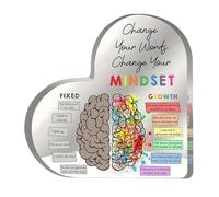 Mental Health Decor,Change Your Mindset Acrylic Heart Inspirational Signs,Self Care Check in Mental Health Plaque,Positive Affirmations Desktop Art Decorations