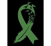 Mental Health Duct Bird Feather Ribbon Vinyl Decal | Green | Made in USA by Foxtail Decals | for Car Windows, Tablets, Laptops, Water Bottles, etc. | 2.6 x 4.5 inch