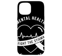 Mental Health Fight The Stigma Awareness Heart ECG Support Case for iPhone 15