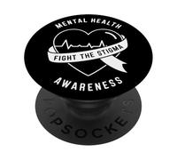 Mental Health Fight The Stigma Awareness Heart ECG Support PopSockets Adhesive PopGrip