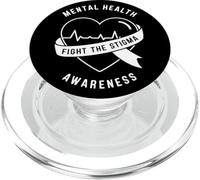 Mental Health Fight The Stigma Awareness Heart ECG Support PopSockets PopGrip for MagSafe