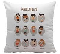 Mental Health Kids Feelings and Emotions Educational Chart Throw Pillow Cover for Therapy Office School Counselor Office Calming Corner Decor,Mental Health Gifts for Girls Boys Kids，18x18 Inches