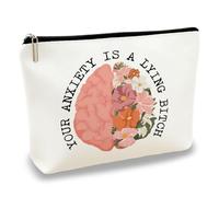 Mental Health Makeup Bag Your Anxiety Is A Liar Small Cosmetic Bag Inspirational Beauty Pouch Motivational Gift For Friend Bags Durable Canvas Perfect For Daily Use On The Go 10.0x7.0 Inches