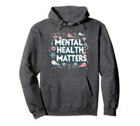 Mental Health Matters: Awareness and Support Pullover Hoodie, Adult Unisex, Dark Heather Grey, L