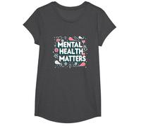 Mental Health Matters: Awareness and Support T-Shirt, Girls, Dark Heather Grey, Large