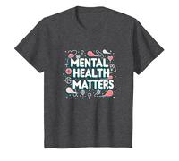 Mental Health Matters: Awareness and Support T-Shirt, Kids, Dark Heather Grey, 6 Years