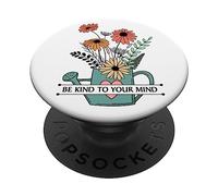 Mental Health Matters Be Kind To Your Mind Floral Brain PopSockets Adhesive PopGrip