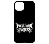 Mental Health Matters Black Metal Style Awareness Message Case for iPhone 15 Plus