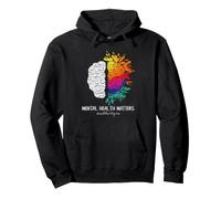Mental Health Matters End the Stigma Colorful Brain Art Pullover Hoodie