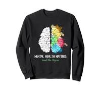 Mental Health Matters End the Stigma Colorful Brain Art Sweatshirt