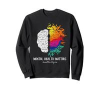 Mental Health Matters End the Stigma Colorful Brain Art Sweatshirt