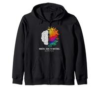Mental Health Matters End the Stigma Colorful Brain Art Zip Hoodie