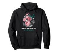 Mental Health Matters End The Stigma Floral Brain Awareness Pullover Hoodie