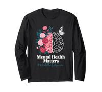Mental Health Matters EndtheStigma Butterfly Brain Awareness Long Sleeve T-Shirt