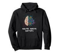 Mental Health Matters Floral Brain Awareness Support Art Pullover Hoodie