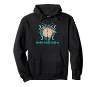 Mental Health Matters Floral Brain Awareness Support Art Pullover Hoodie