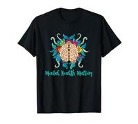 Mental Health Matters Floral Brain Awareness Support Art T-Shirt