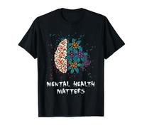 Mental Health Matters Floral Brain Awareness Support Art T-Shirt