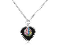 Mental Health Matters Floral Brain Urn Necklace for Ashes Pet Dog Cat Cremation Jewellery Alloy Memorial Keepsake Pendant