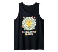 Mental Health Matters Groovy Wavy Checkerboard Melting Smile Tank Top