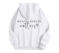 Mental Health Matters Hoodie for Women Long Sleeve Oversized Mental Health Sweatshirt Casual Pullover Hoodies Jumpers for Women UK