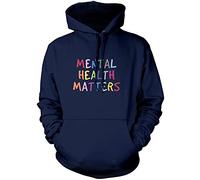 Mental Health Matters Rainbow - Kids Unisex Hoodie - Inspirational Anxiety Positiveness 12-13 Years Navy