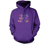 Mental Health Matters Rainbow - Kids Unisex Hoodie - Inspirational Anxiety Positiveness 12-13 Years Purple