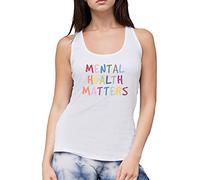 Mental Health Matters Rainbow - Womens Vest Tank Top - Inspirational Anxiety Positiveness L White