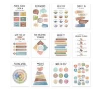 Mental Health Poster, Kids Mental Health Poster, Calm Emotion Charts, Wall Mounted Care Mental Health for Home Classroom Decor, 12 Pack