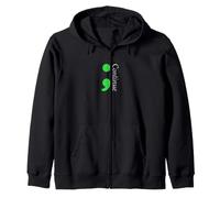 Mental Health Semicolon Continue Hope Awareness Symbol Zip Hoodie