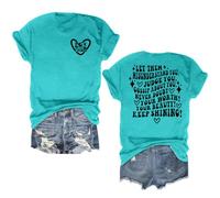 Mental Health Shirt for Women Let Them Misunderstand You Tshirt Cute Heart Motivational Graphic Tee Inspirational Gift, Blue, XL