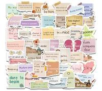 Mental Health Stickers 50 PCS Inspirational Journal Quote Stickers Waterproof Vinyl Affirmation Motivational Sticker for Adults Teens Kindle Scrapbook Journal Teacher Supplies (Warm Yellow)
