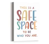 Mental Health Wall Decor,This Is A Safe Space Canvas Wall Art,Diversity Equality Classroom Canvas Framed Wall Art Painting Ready to Hang for Kids Classroom Nursery Playroom Wall Decor