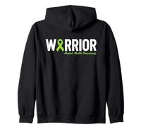 Mental Health Warrior Awareness Green Ribbon Strong Support Zip Hoodie