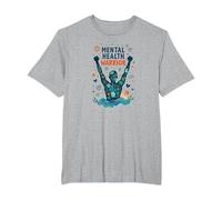 Mental Health Warrior Empowering Men Inspirational Art T-Shirt, Men's Big and Tall, Heather Grey, 2X Tall
