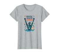 Mental Health Warrior Empowering Men Inspirational Art T-Shirt, Women, Heather Grey, XL
