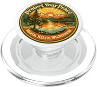 Mental Health Wilderness Protect Your Peace Badge Patch PopSockets PopGrip for MagSafe
