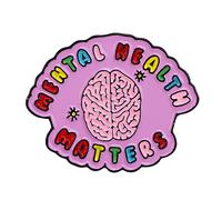 Mental Health Words Body Brain Shape Personality Jewelry Alloy Oil Drop Metal Badge Brooch Gift Brooch Fashion Pearl Brooch (B, One Size)