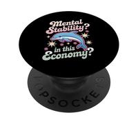 Mental Stability Economy Funny Dolphin Retro Graphic PopSockets Adhesive PopGrip