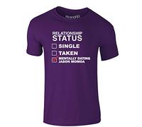 Mentally Dating Jason Momoa, Adults Printed T-Shirt - Purple/White L