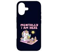 Mentally I Am Here Cute Unicorn Dessert Mood Summer Case for iPhone 17