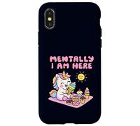 Mentally I Am Here Cute Unicorn Dessert Mood Summer Case for iPhone X/XS